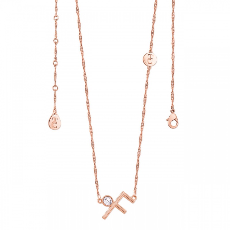Tipperary Crystal Letter 'F' Pendant Rose Gold
